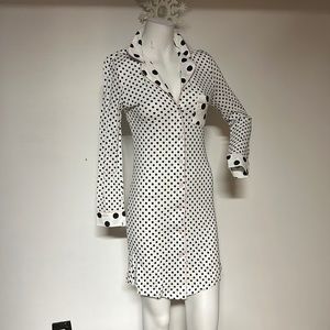 NWT Trendy polka dot black white pink shirt mini dress modal cotton Lavieenrose